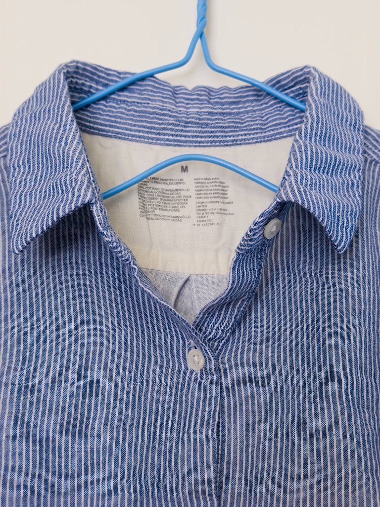 Muji Women's Washed Broadcloth Shirt, Navy/White, Size M, Daily Office Commute — image 3 of 5